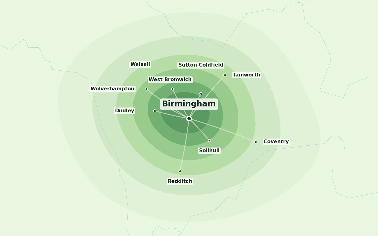 Map of the Birmingham area