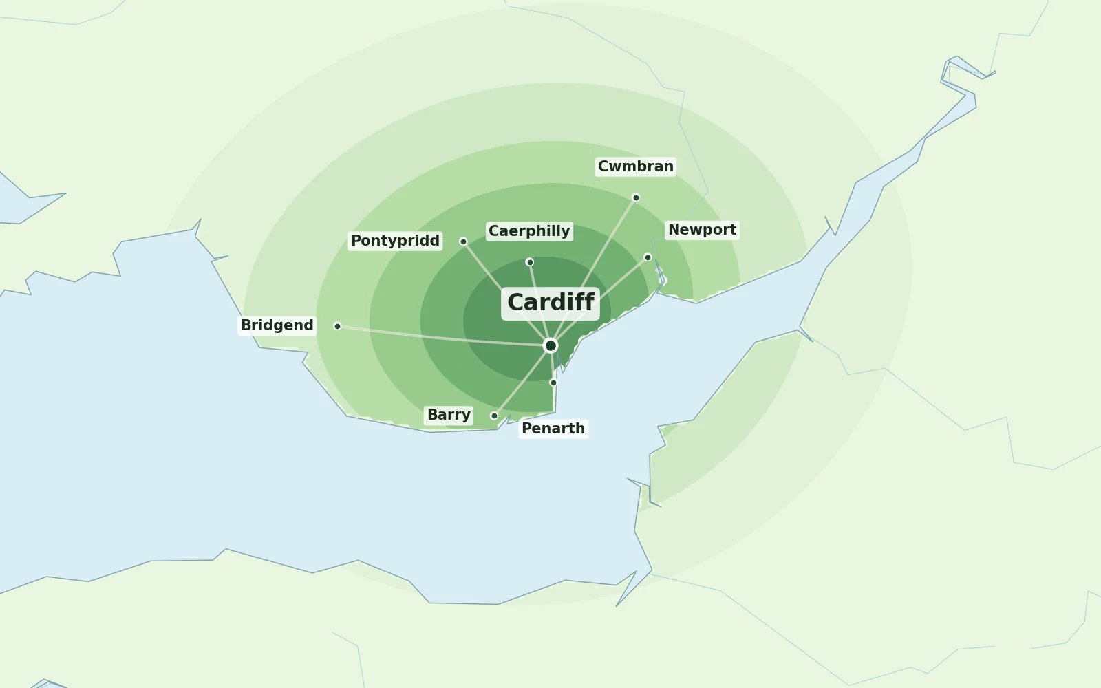 Map of the Cardiff area