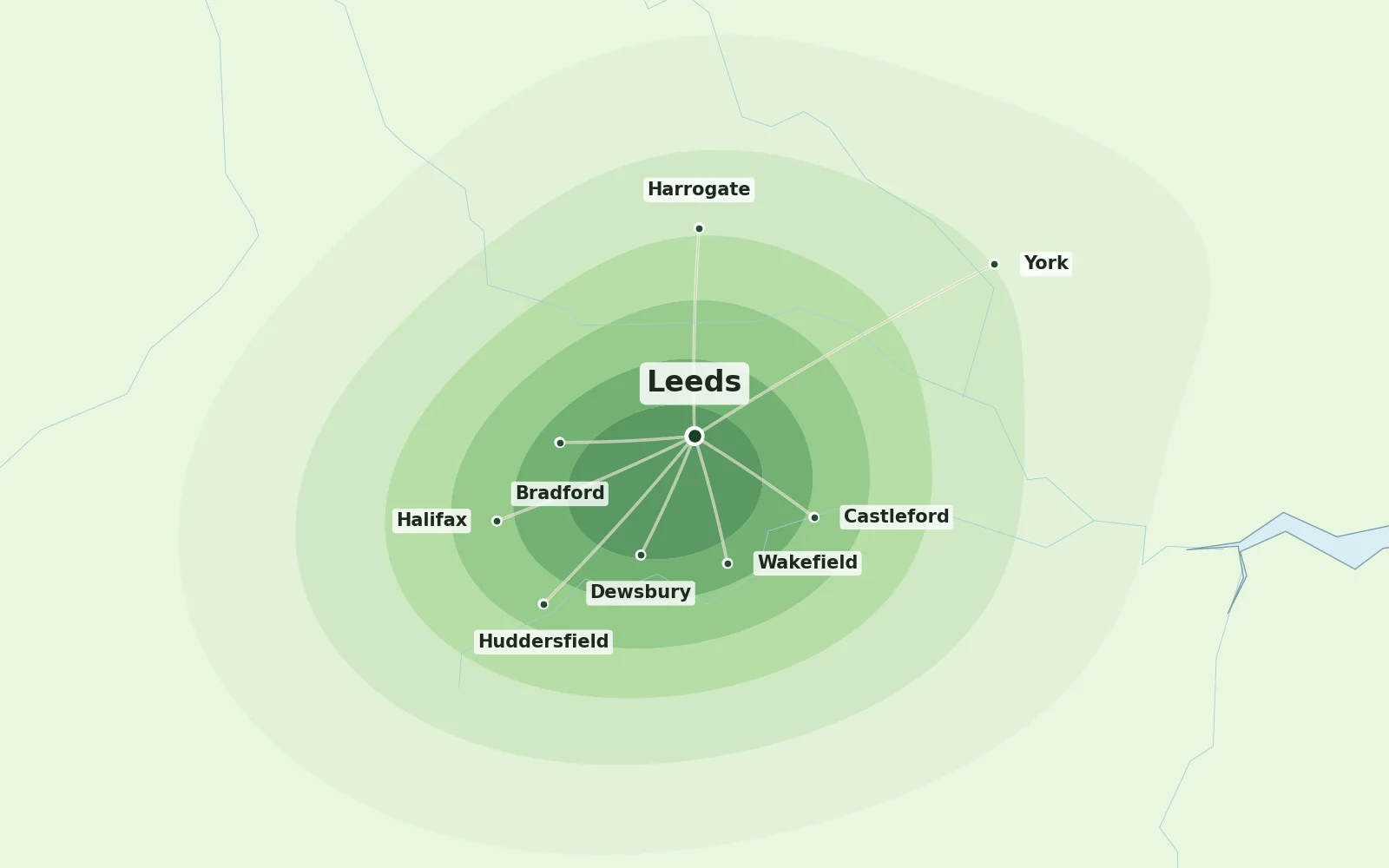 Map of the Leeds area