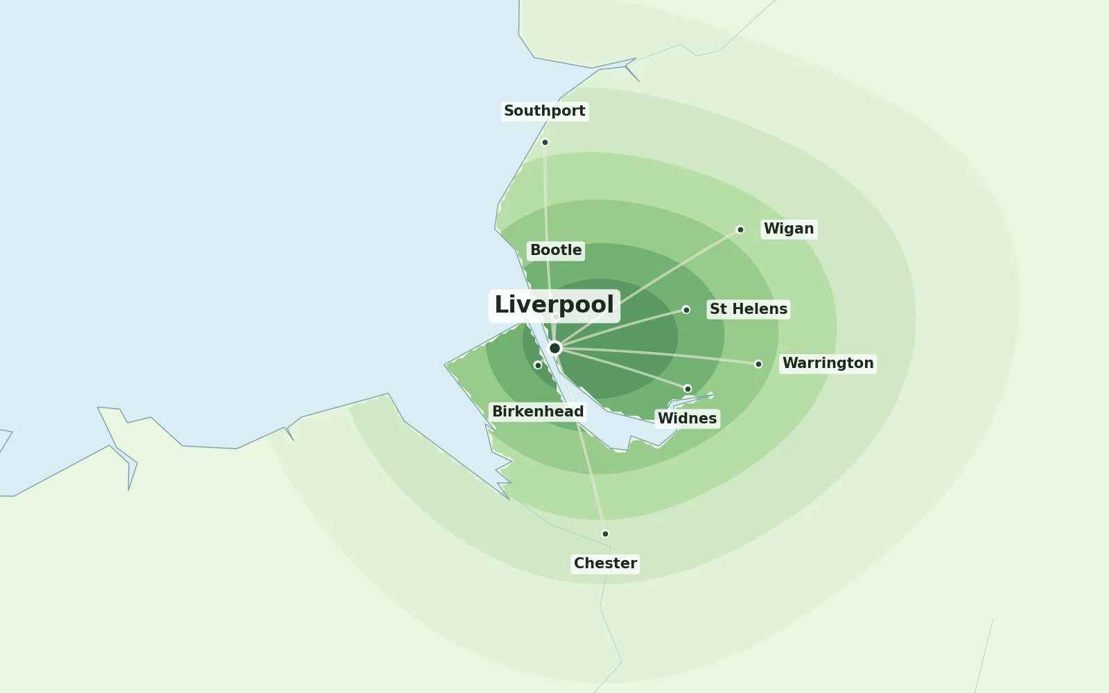 Map of the Liverpool area