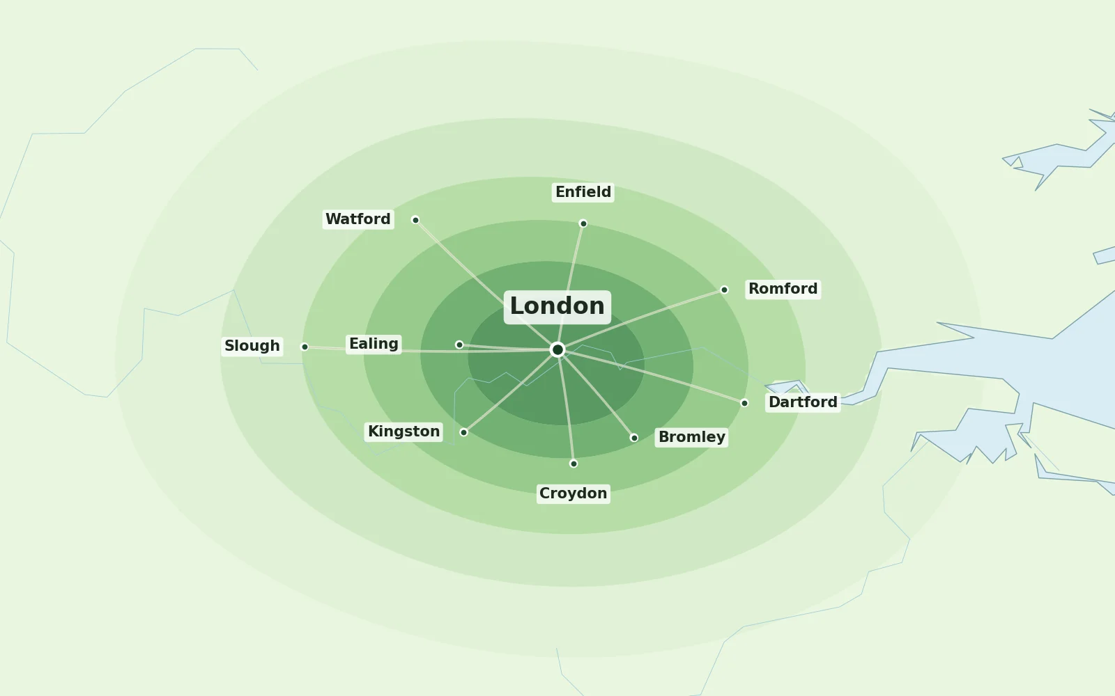 Map of the London area