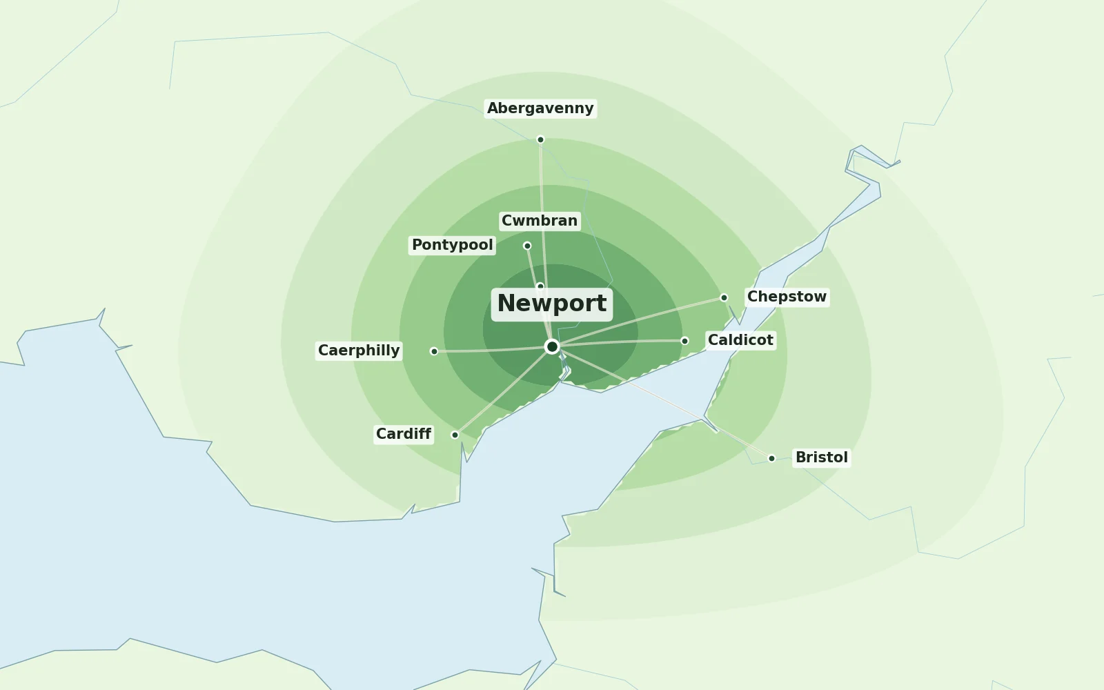 Map of the Newport area