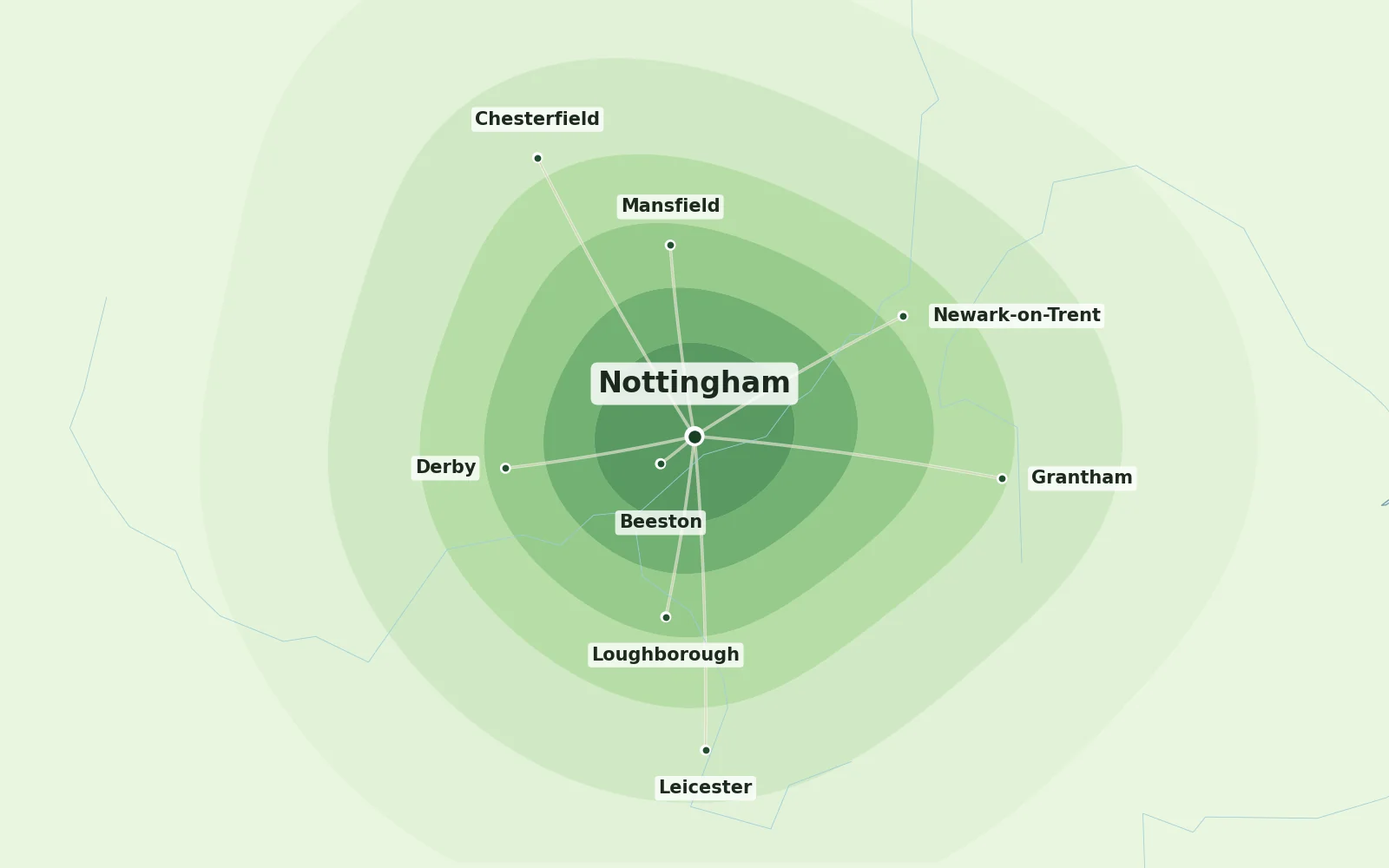 Map of the Nottingham area