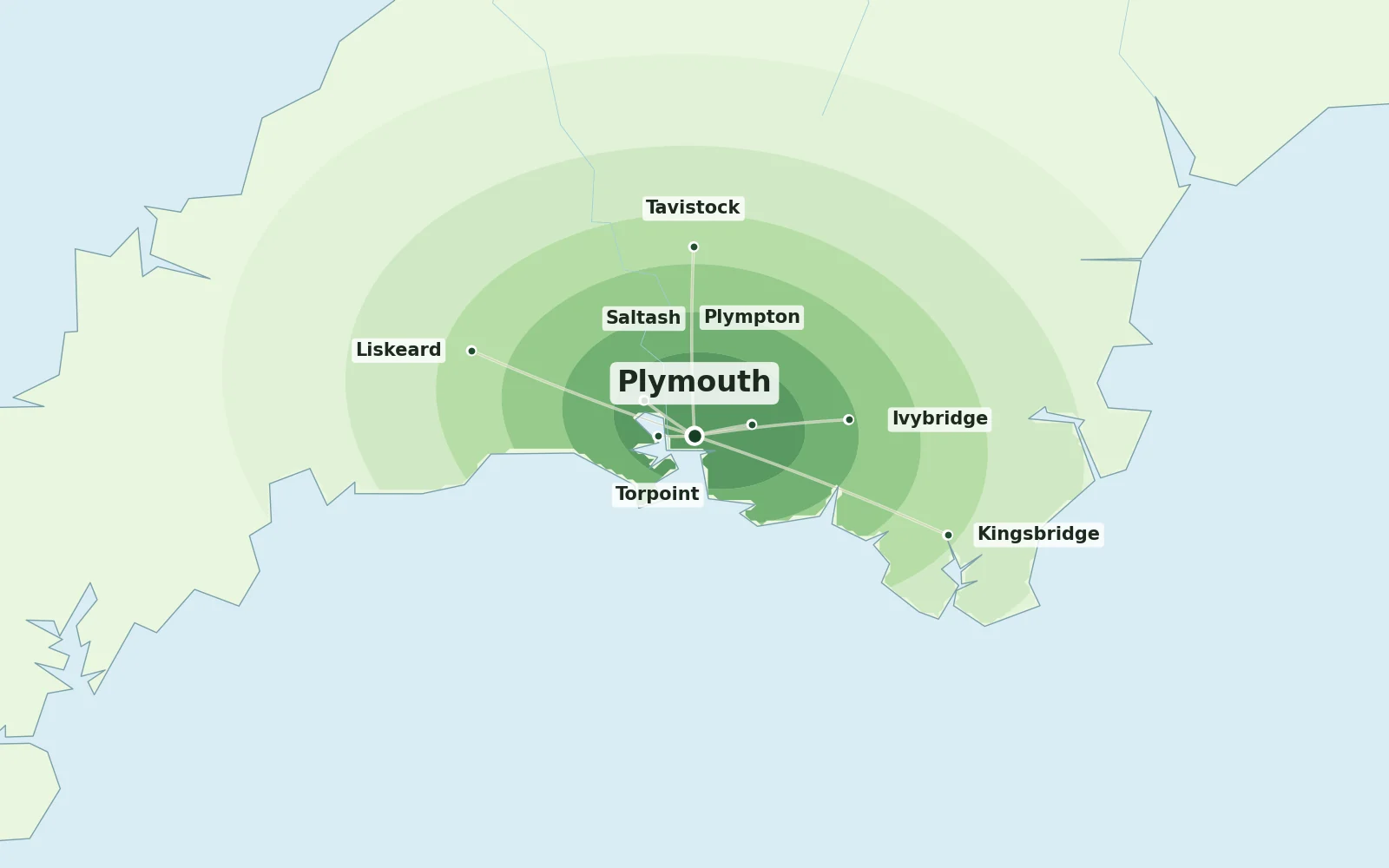 Map of the Plymouth area